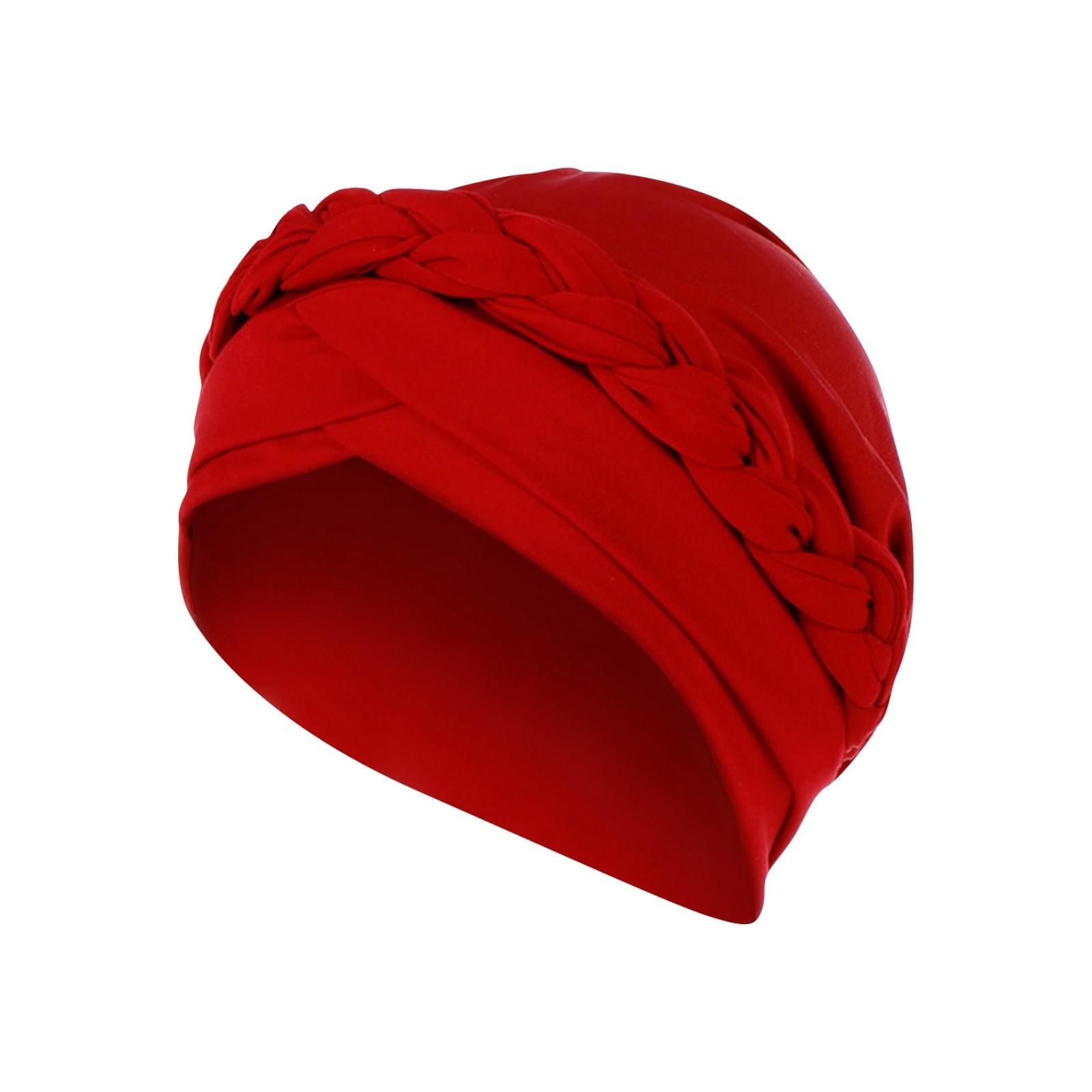 

Монохромная шапка-повязка на голову с одной косой, молочный шелк, индийская шапка-повязка на голову One Size красный