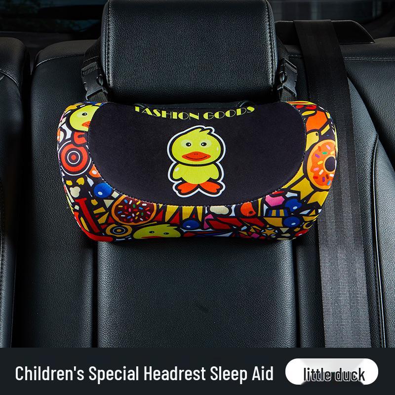 Children's Cartoon Memory Foam Car Neck and Lumbar Pillow Set for Headrest and Rear Seat