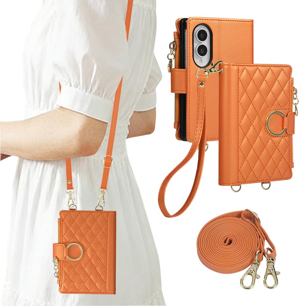 Crossbody Long Lanyard Zipper Cards Solt Wallet Leather Case for Samsung Galaxy Z Fold8 Fold 8 Wide Shockproof Book Stand Cover