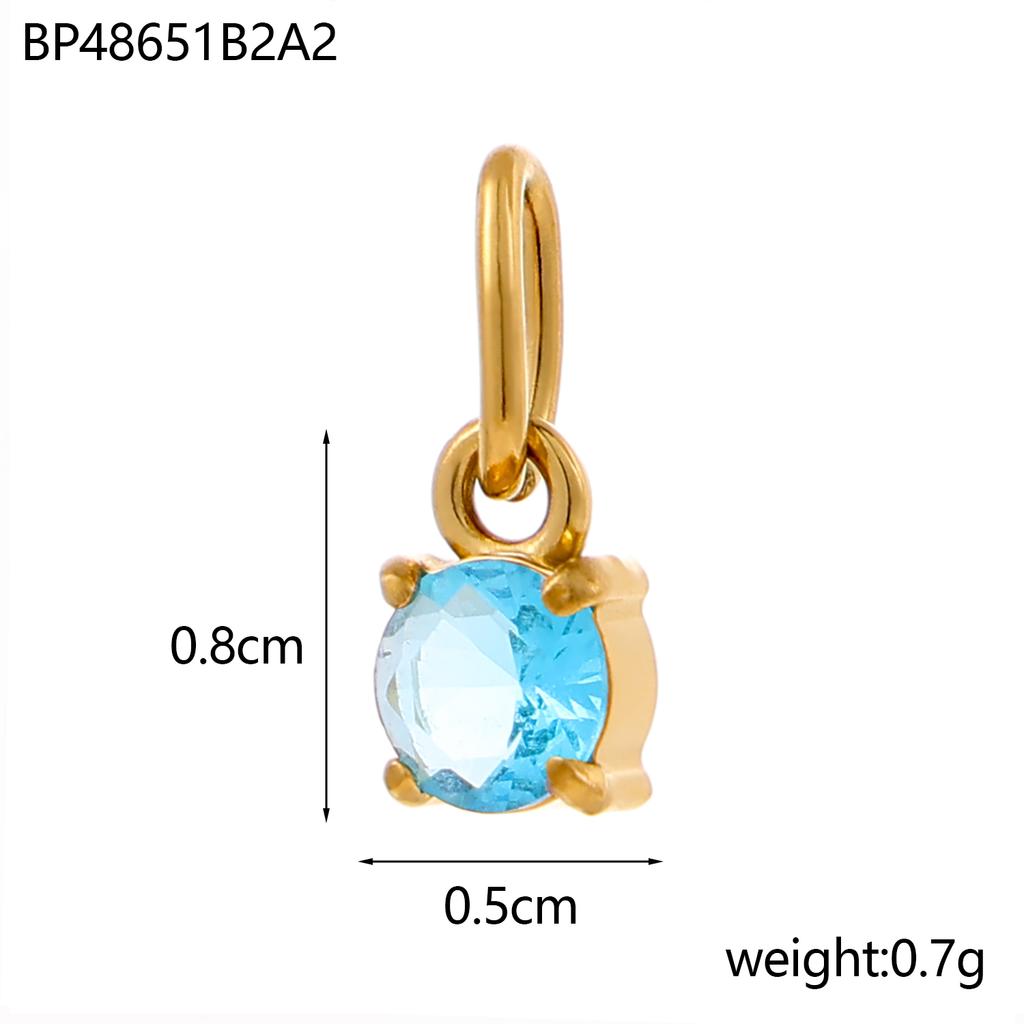 CARLIDANA Good Quality Long Lasting Color Retention Stainless Steel Gold-Plated Colorful Inlaid Transparent Zircon Pendant Charm