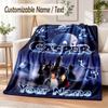 Casper the Friendly Ghost Custom Name Flannel Throw Blanket Soft Warm for Sofa Bed Indoor Home Use