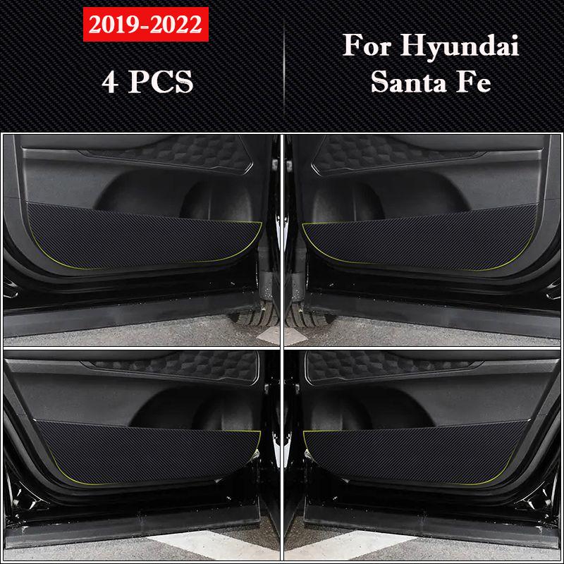 For Hyundai Santa Fe Car Door Anti-kick Pad Leather Interior Protection Glove Box Anti-dirty Decor Stickers Auto Accessories
