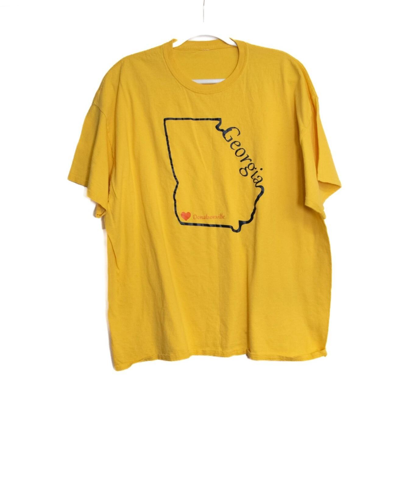 Georgia Map Yellow T-Shirt Featuring Donalsonville Heart 3XL M