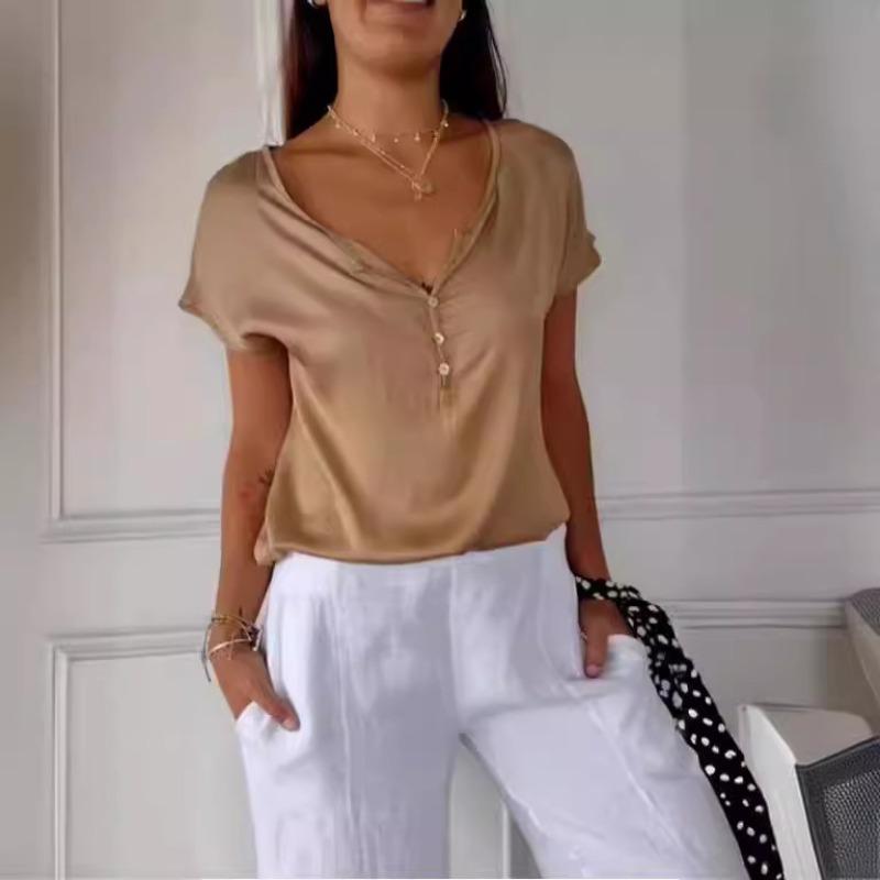 Summer Loose Casual Fashion Simple Commuting Short Sleeved Top