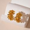 Premium Flower C-Shaped Geometric Silver Needle Earrings Commuter Earrings