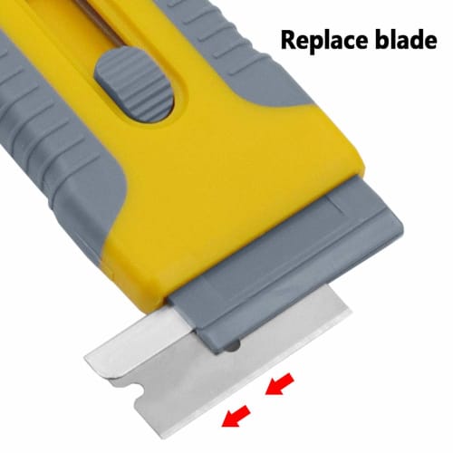 Glass Scraper, Defrosting Scraper, Stain Remover, Paint/Stickers/Labels/Adhesive Remover, 10 Replacement Blades Included: 5 Plastic Blades, 5 Stainles