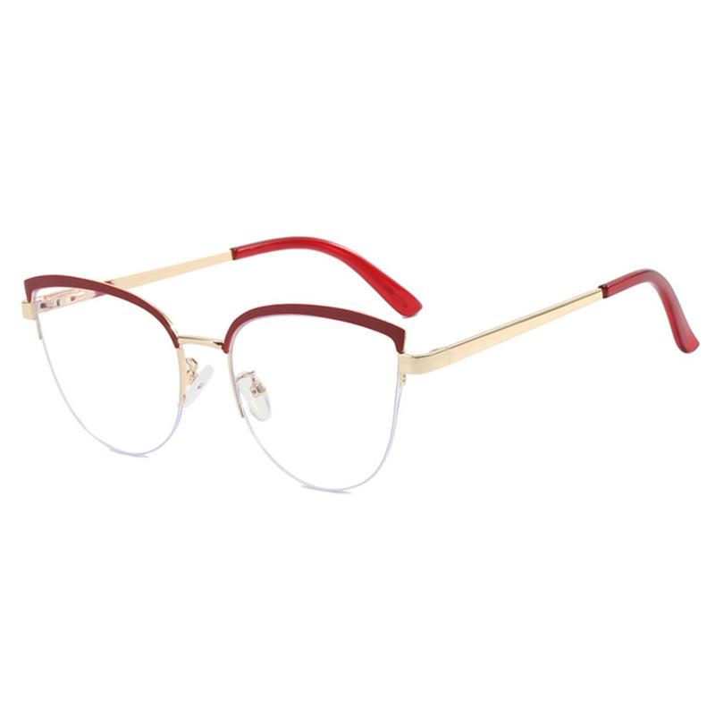 Vintage Metal Cat Eye Glasses Frame Women Cat-Eye Retro Luxury Eyeglasses Frame Brand Designer Computer Literature Glasses