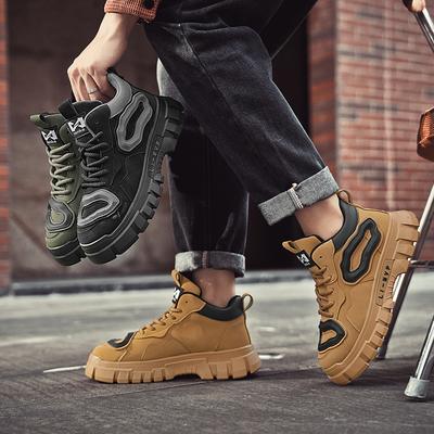 New Fashion Autumn And Winter Men's High Top Martin Boots Students Male Boys Trending Soft Sole Work Shoes Labor Protection Martin Sneakers