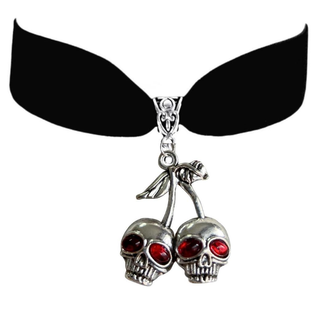 Gothic Skull Necklace With Velvet Chain For Women Fashion Accessory