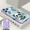 Blue Coat Panda Pattern Case For iPhone 17 Pro Max Magnetic For Magsafe Silicone Cover For iPhone 16 Pro Max Funda iPhone 15 14 13 12 11 16E Air