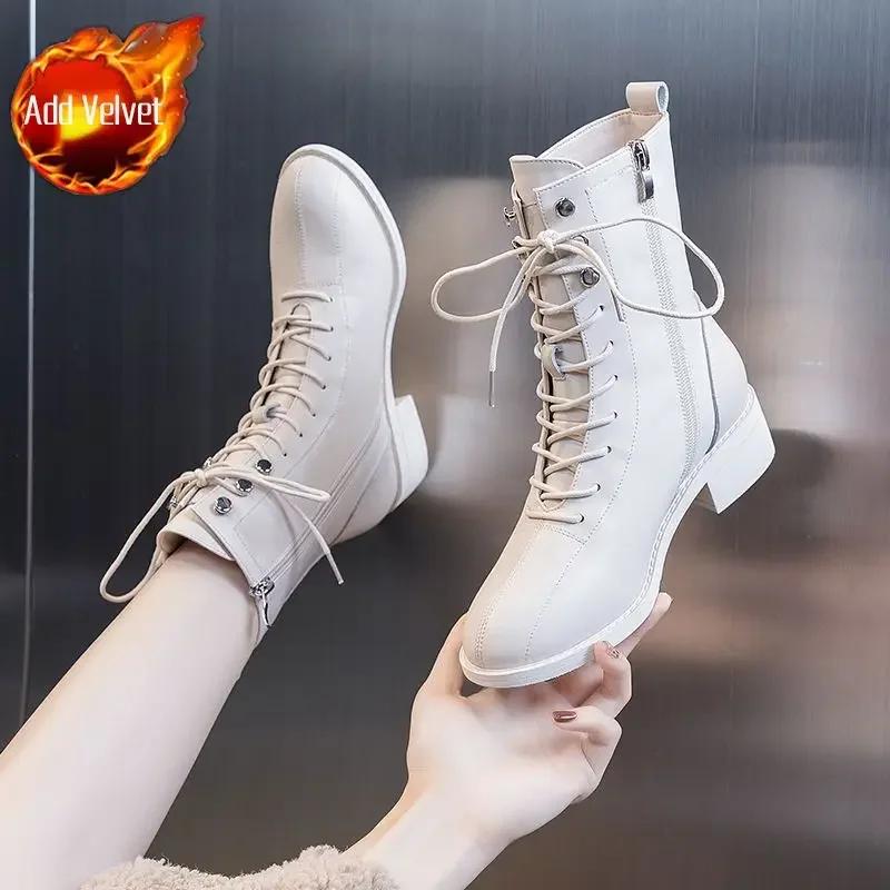 Fashion Autumn Leather Ankle Boots for Women New In Woman Short Shoes Winter 2024 Hot Chic and Elegant Trend Booties Footwear Boot Pu 39