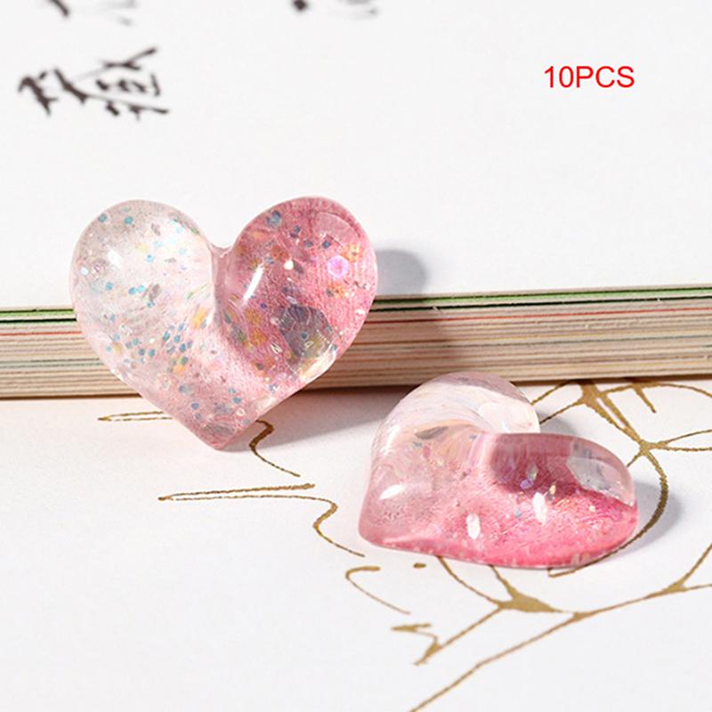 10Pcs Cartoon Gradient Love Cute Resin Series Jewelry Making Diy Home Life Decoration