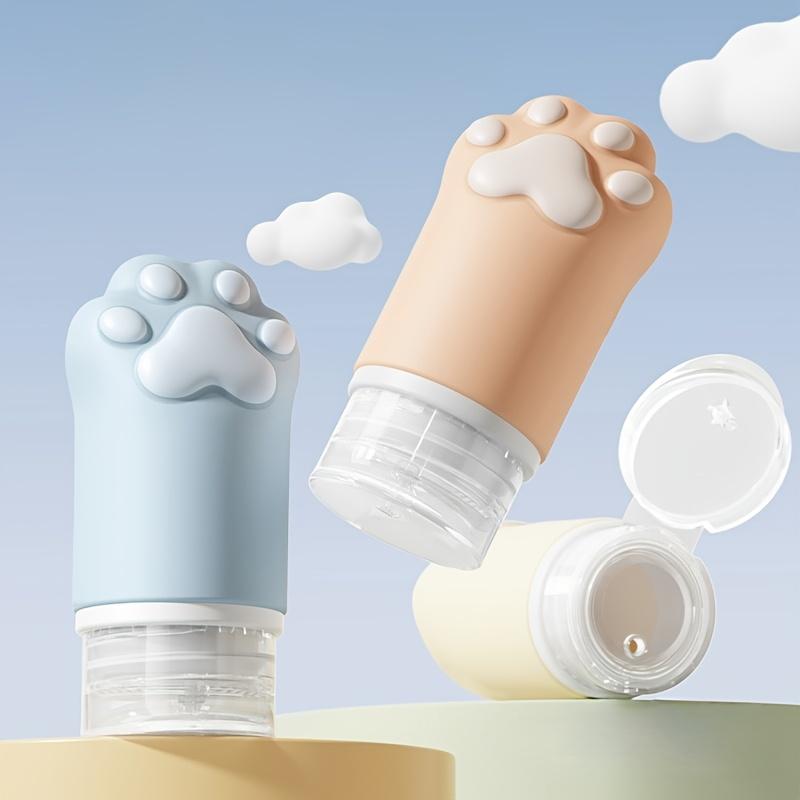 3pcs Cute Cat Paw Silicone Travel Bottles , Leak Proof, Portable for Skincare, Cosmetics, Perfect for Air Travel , Business Trips