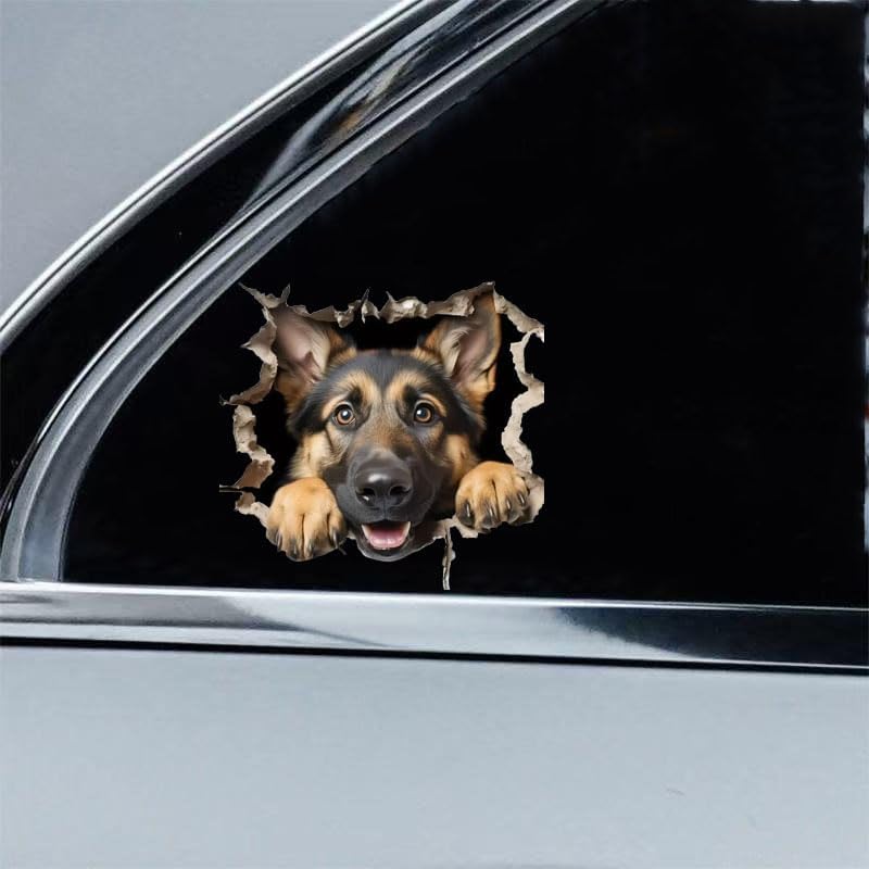 Decorative Decals 3D German Shepherd Car Sticker Set, Vinyl Material, Suitable for Decorating car Bodies, Windows, Rear Windshield, Bumpers, Walls,