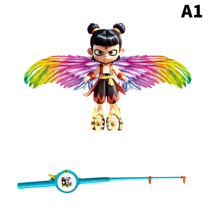 Children Kite Toy Cartoon Eagle Foldable Mini Plastic Toys Kite Hand Brake Fishing Rod Butterflies Movable Wings Outdoor Toy