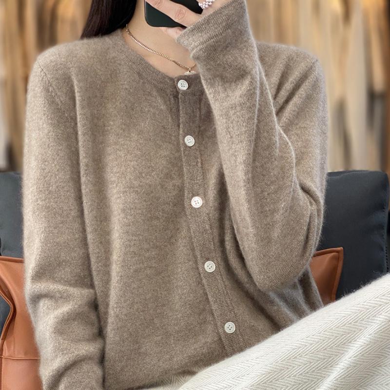 

Кардиган из шерсти с круглым вырезом, с коротким рукавом, с длинным рукавом, весенний, новый, свободный, модный, универсальный, однотонный, вязаный топ XXL