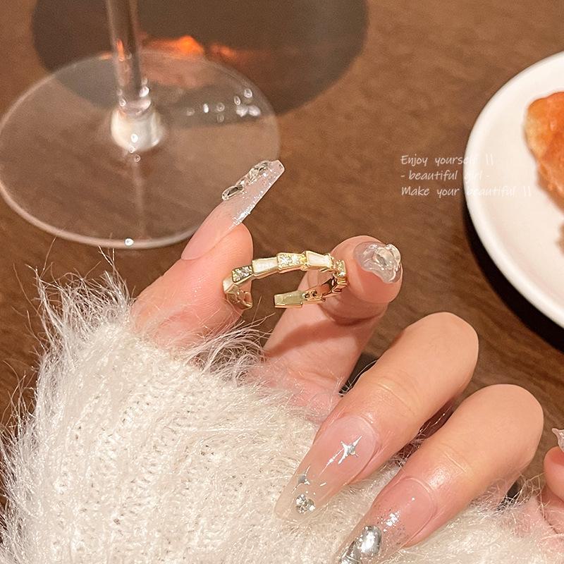 Bague élégante ajustable en diamant de style coréen pour femme