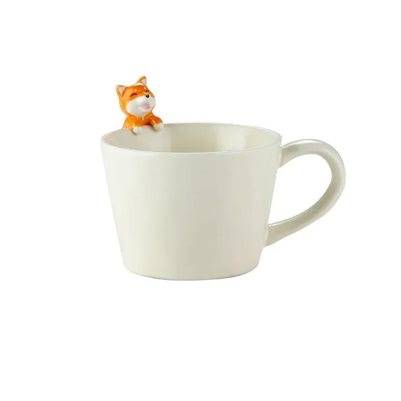 Kreslený Hrnek z Keramiky pro Kočku a Psa – Roztomilý Hrnek na Čaj a Mléko v Evropském Stylu pro Děti nebo Páry