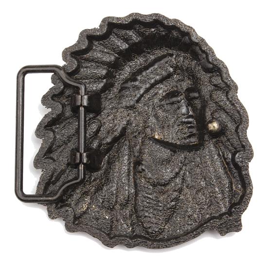 Vintage American Native Indian Chief Feather Western Badge Alloy Belt Buckle