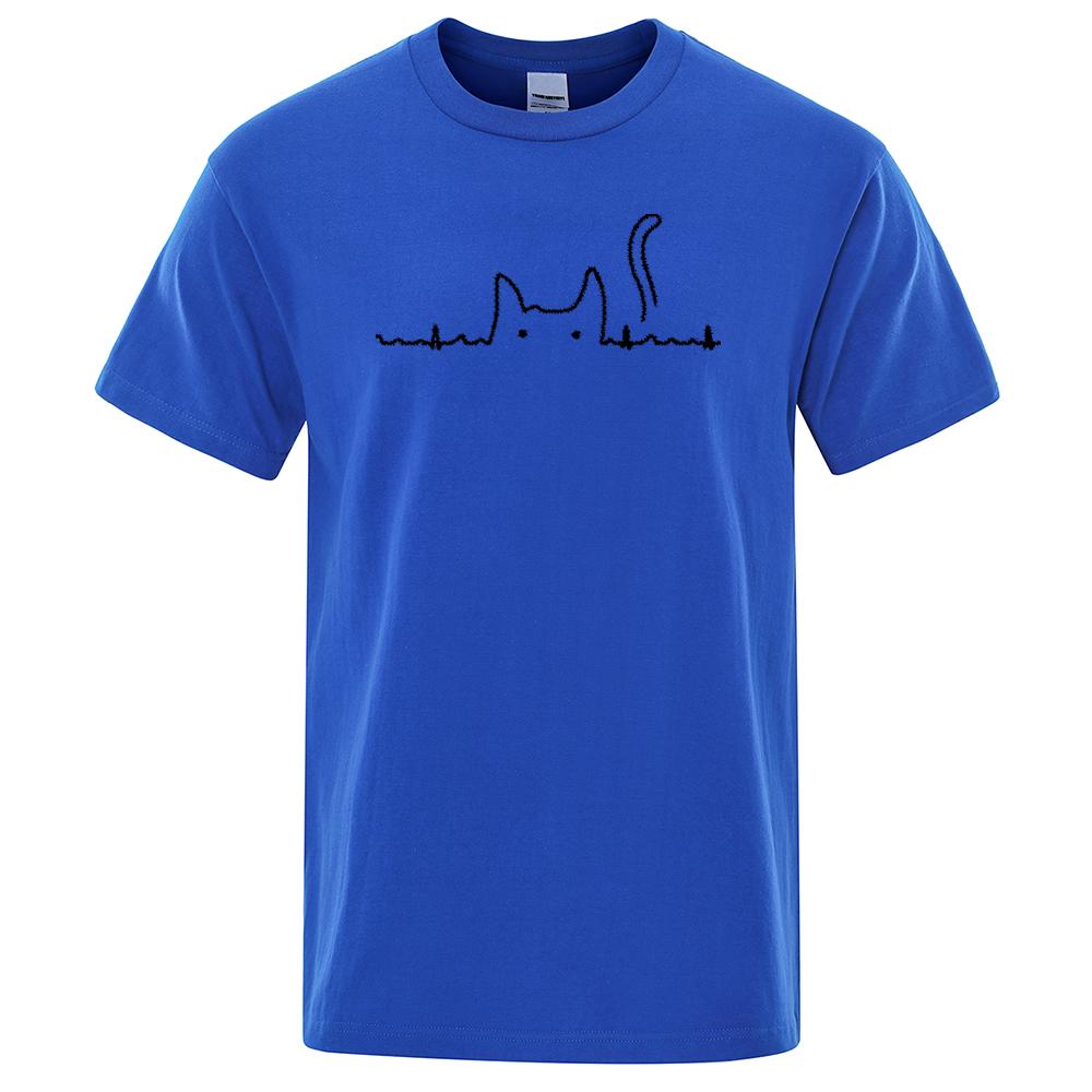 Casual Mens T Shirts Cat Cute Pritned Summer Cotton O-Neck T-shirt for Men Short Sleeve Top Tee Shirt Funny Streetwear T-shirts