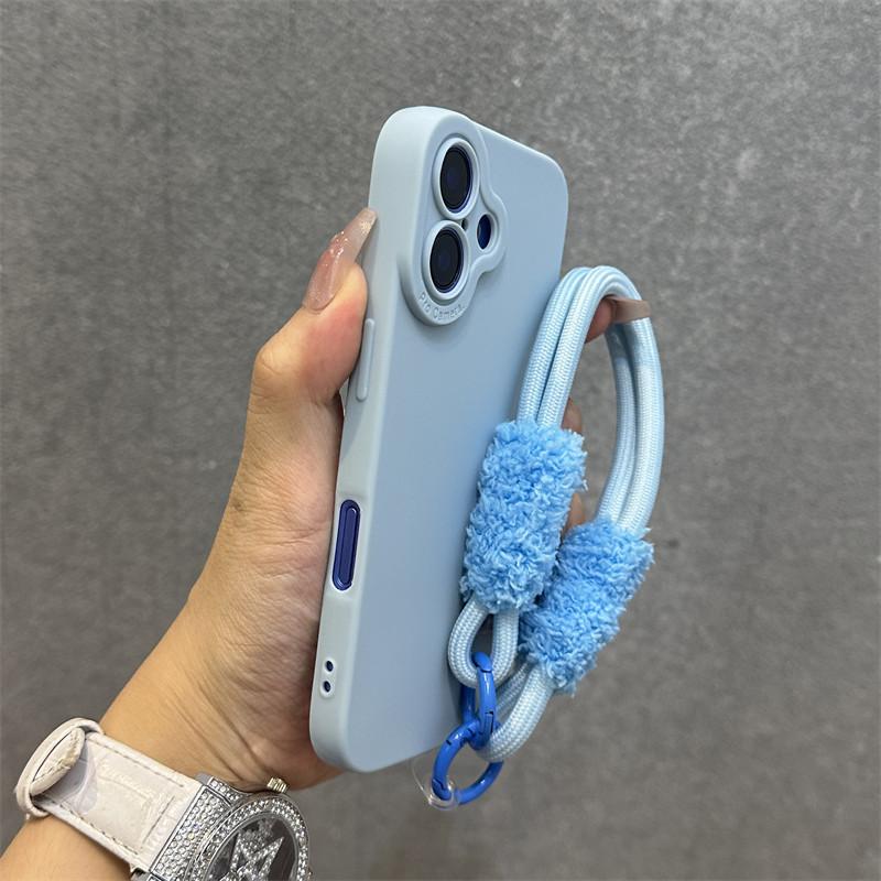 Flannel - Lined Phone Case With Lanyard For iPhone 17 Air 16 15 14 Plus 13 12 11 Pro Max Cute Simple Soft Cover