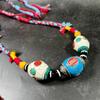 Tibetan Nepali Beads Necklace with Copper and Agate Dzi Hand-woven Sweater Chain