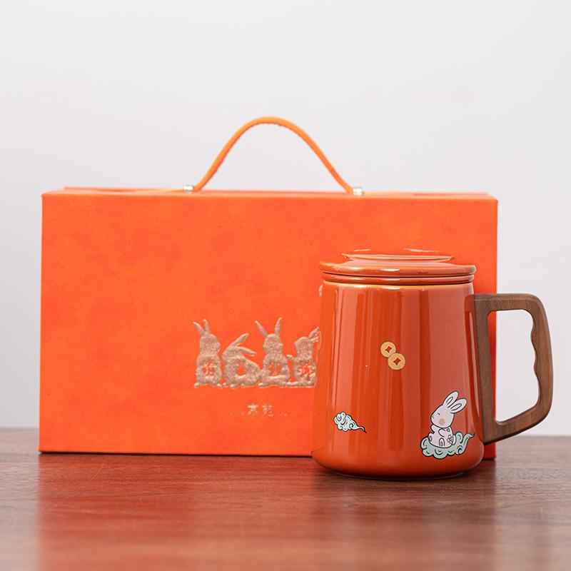 Ceramic Mug, Tea Separation, Tea Cup, Personal Water Cup, Tea Set, Mid-Autumn Festival Year of the Rabbit Gifts