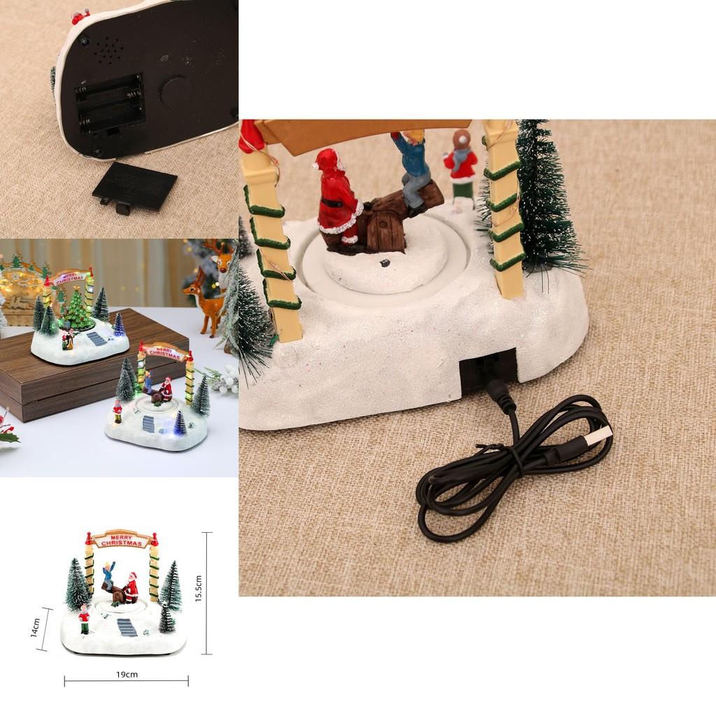 Harz-Drehwippen-Spieluhr Schneeszene Mit Weihnachtsdekoration Für Feiertagsgeschenke Und Schmuckpräsentation