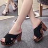 Elegant Suede Women's Sandals With Wedge Heels And High Platform Open Toe Design