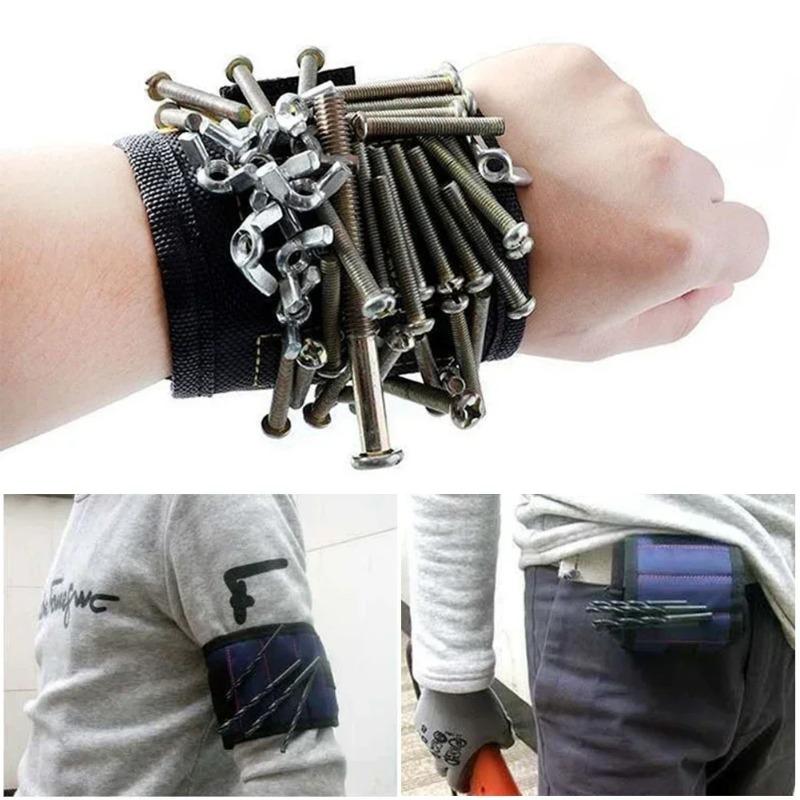 Magnetic Wristband for Holding Screws,Nails,Drilling Bits,Wrist Tool Holder Belts with Strong Magnets,five Rows of Ten Magnets