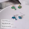 Asymmetric Ocean Shell & Dolphin Zircon Earrings - S925 Silver Glazed Drop Style for Women