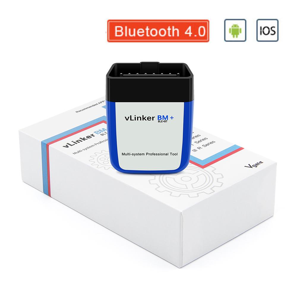 Vgate VLinker BM+ Nástroj pro skenování OBD pro automobily BMW Flashování Skrytý Bimmercode Dedikovaný ELM327 Bluetooth 4.0 Pro Android IOS Nástroj pro skenování a čtení kódů automobilů