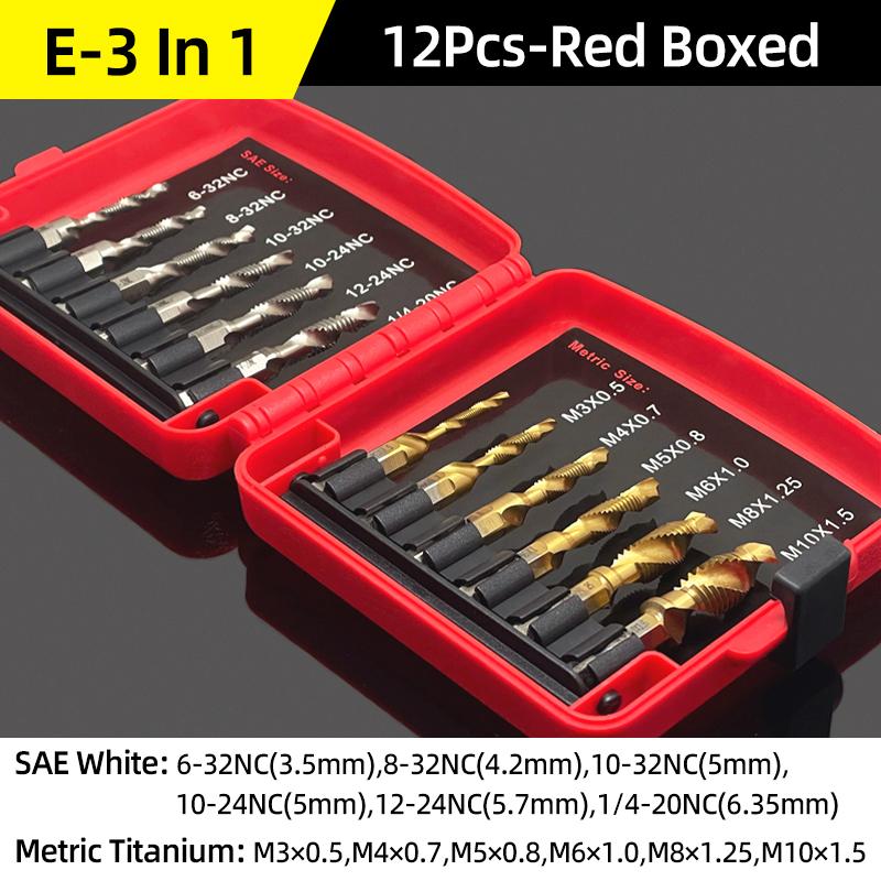Compound Screw Tap Bit Set M3/4/5/6/8/10 Hex Spiral Tap Countersink Drill Reamer Titanium Soft Metal Tapping Chamfering Tools