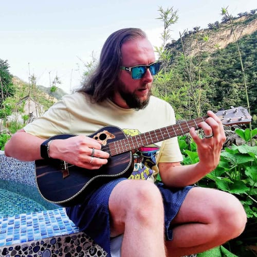 Batking 26-inch All Blackwood Tenor Acoustic-Electric Ukulele with Truss Rod, EQ, Gig Bag, Strap, Nylon String, Electric Tuner, Pick, and Shaker