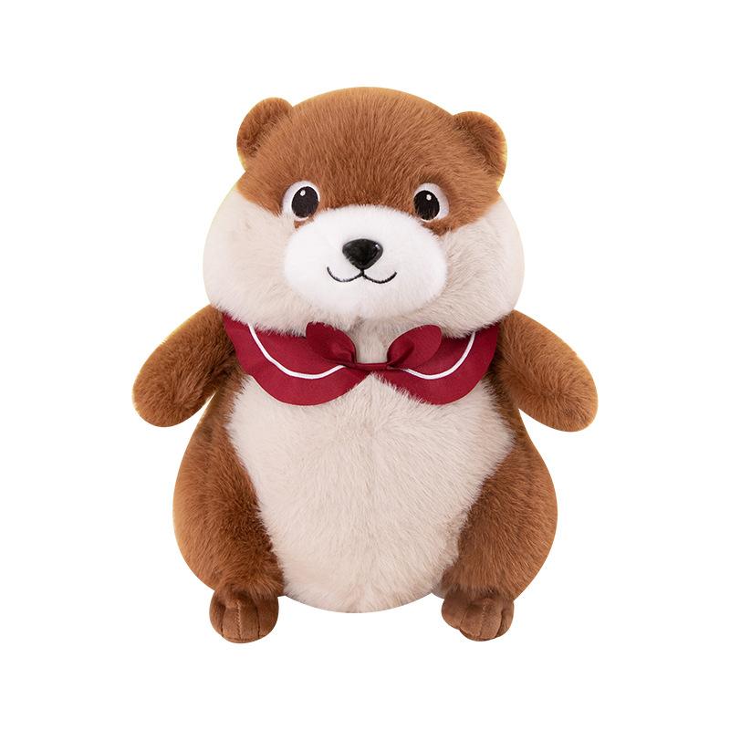 Cute Scarf Groundhog Plush Toy Claw Machine Doll Children Sleeping Pillow Navy Rat
