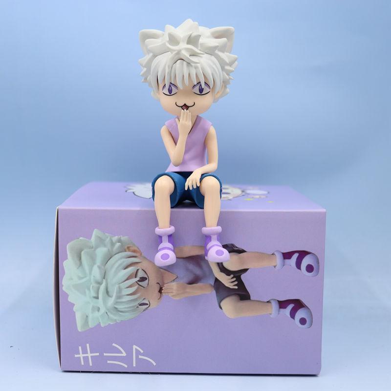 11cm HUNTER X HUNTER Anime Figure Killua Zoldyck Cute Cat Model Cartoon Peripheral Desktop Decoration Collect Gifts Doll Toy