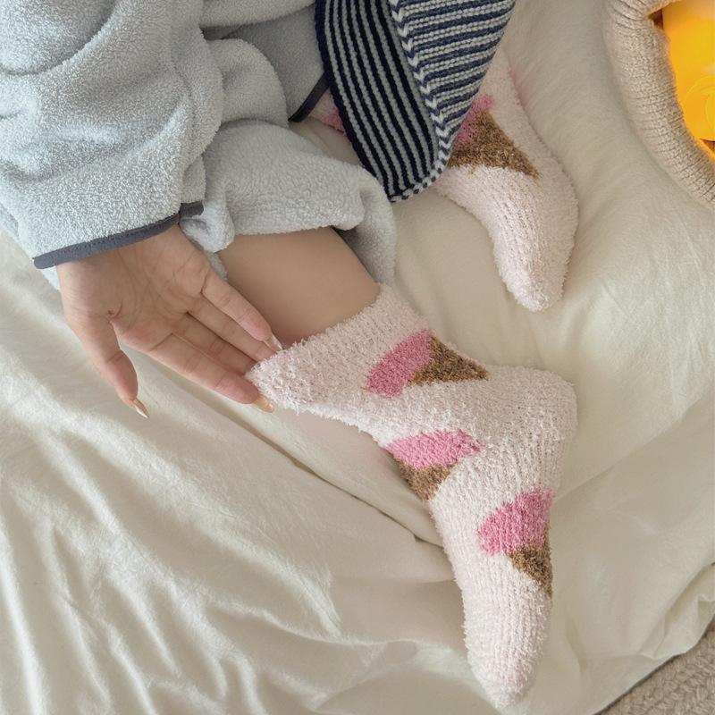 Korallfleece Nachmittagstee Stapelsocken Warmhalten Niedliche Mittelrohrsocken Haussocken Kinder