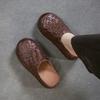 Johnature Handmade Woven Round Toe Outdoor Platform Slippers Genuine Leather Versatile Women's Shoes