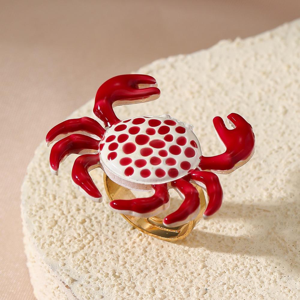 Open Design Drip Oil Rings Fish Shaped Rings Marine Creature Rings Enamel Band Rings For Women
