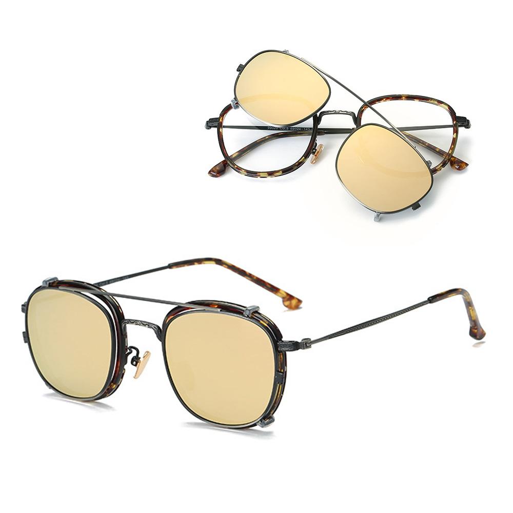 Lingkeonpeuleim Lfs99020_Havana Mirror Clip-On Polarized Sunglasses