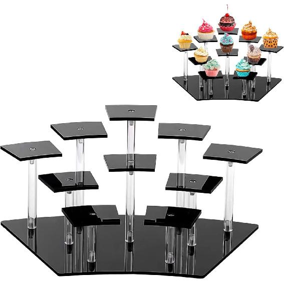 Acrylic Display Stands,10-Tier Action Figure Display Stand,Multilevel Acrylic Risers for Funko Pop Cupcake Dessert and Perfume Display,Display Risers