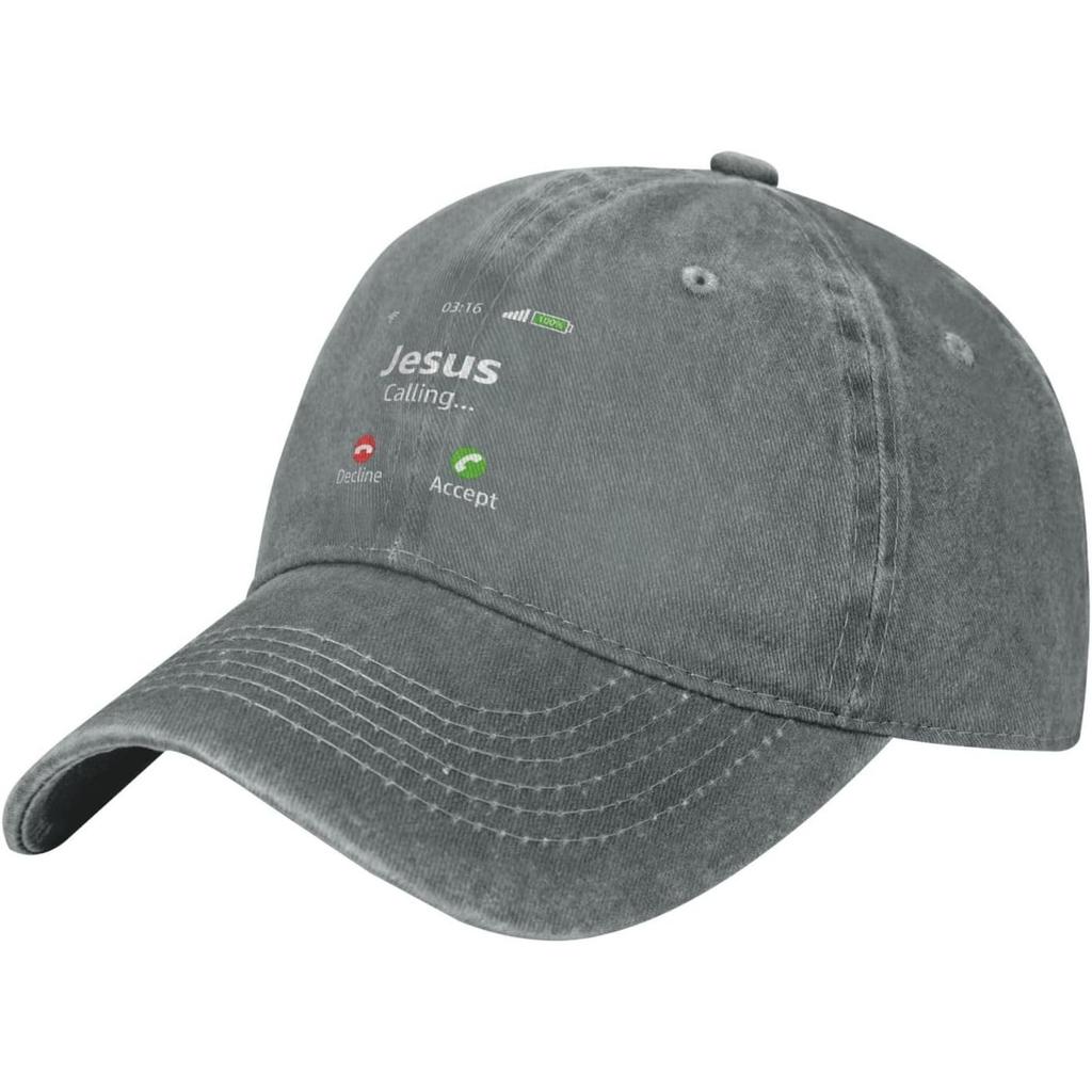 Jesus Calling Christian Baseball Cap Denim Washed Adjustable Low Profile Outdoor Golf Hat