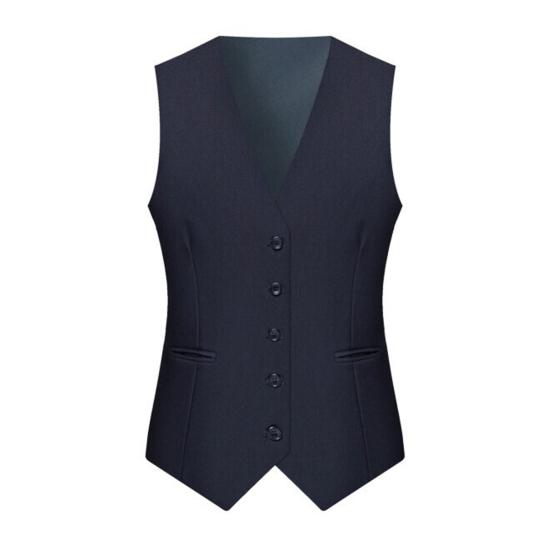 Men Suit Waistcoat V-neck Sleeveless Single Breasted Suit Vest with Pockets Solid Color Ergonomic Tailoring Waistcoat