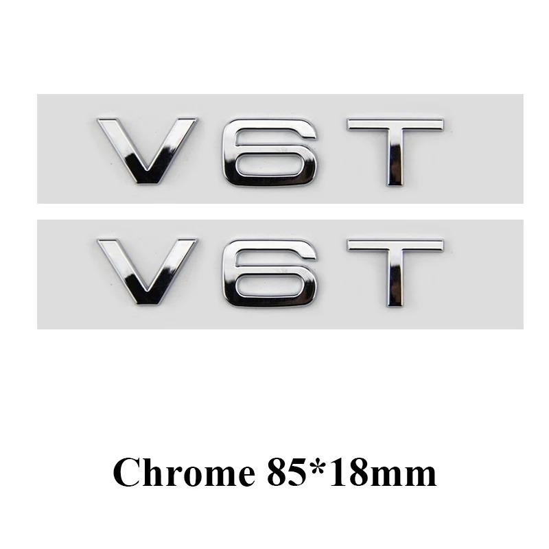 2pcs Car Styling ABS V6T V8T V10 Letter Emblem Tail Trunk Fender Side Badge Sticker For Q1 A4 A3 A5 A6 Q3 Q5 Q7 S6 Accessories