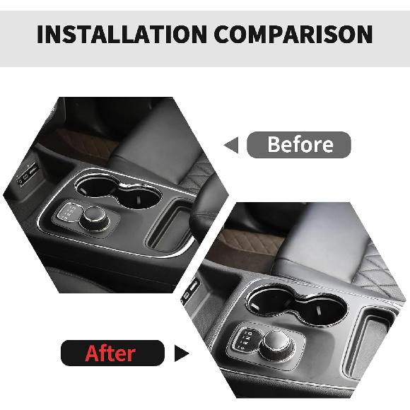 RT-TCZ Carbon Fiber Cup Holder Trim Cover Frame Decorative Interior Accessories for Dodge Durango 2011-2024
