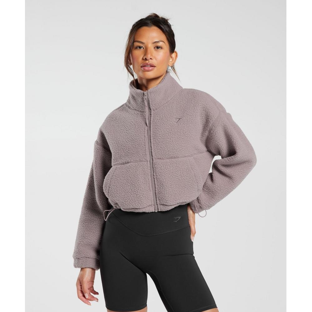 

Gymshark Elevate Fleece Midi Jacket Washed Mauve B5a7t Pbrk XS