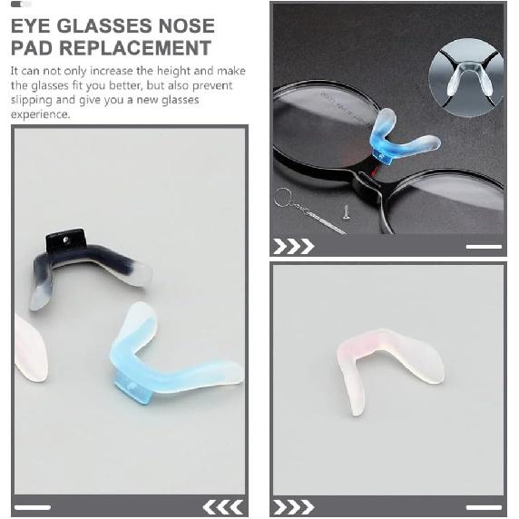 Glasses Pads 3Pcs U Shaped Eyeglasses Pads Screw In Glasses Strap Bridge Silicone Pads Transparent Eyeglasses Anti Slip Anti Drop Glasses Fixing Tool