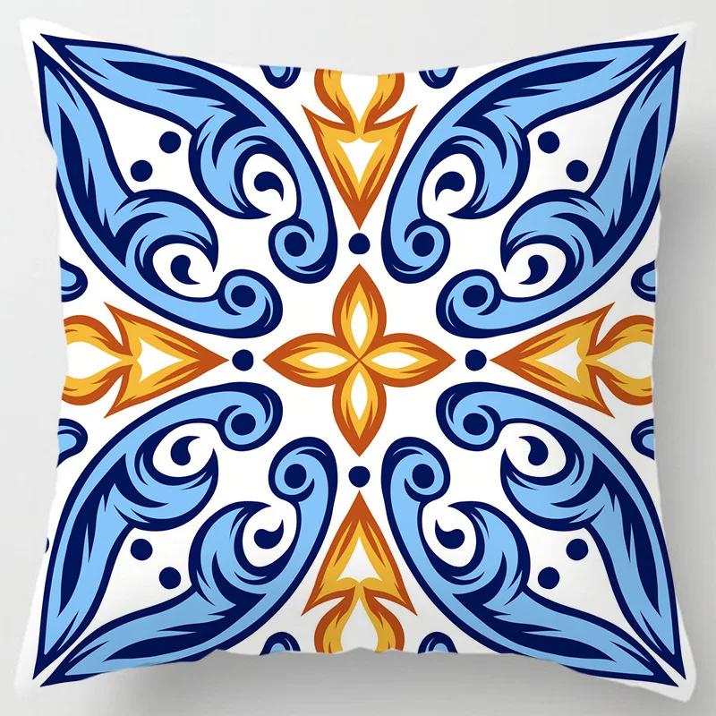 Colorful national floral antique porcelain print Pillowcase Comfortable sofa car Seat cushion cover Bohemian Hippie home decor