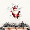 PVC Santa Wall Art for Balcony 3D Claus Sticker, Realistic Breaking Decal Christmas Holiday Decoration, Glass Clings Waterproof Indoor Outdoor Windows