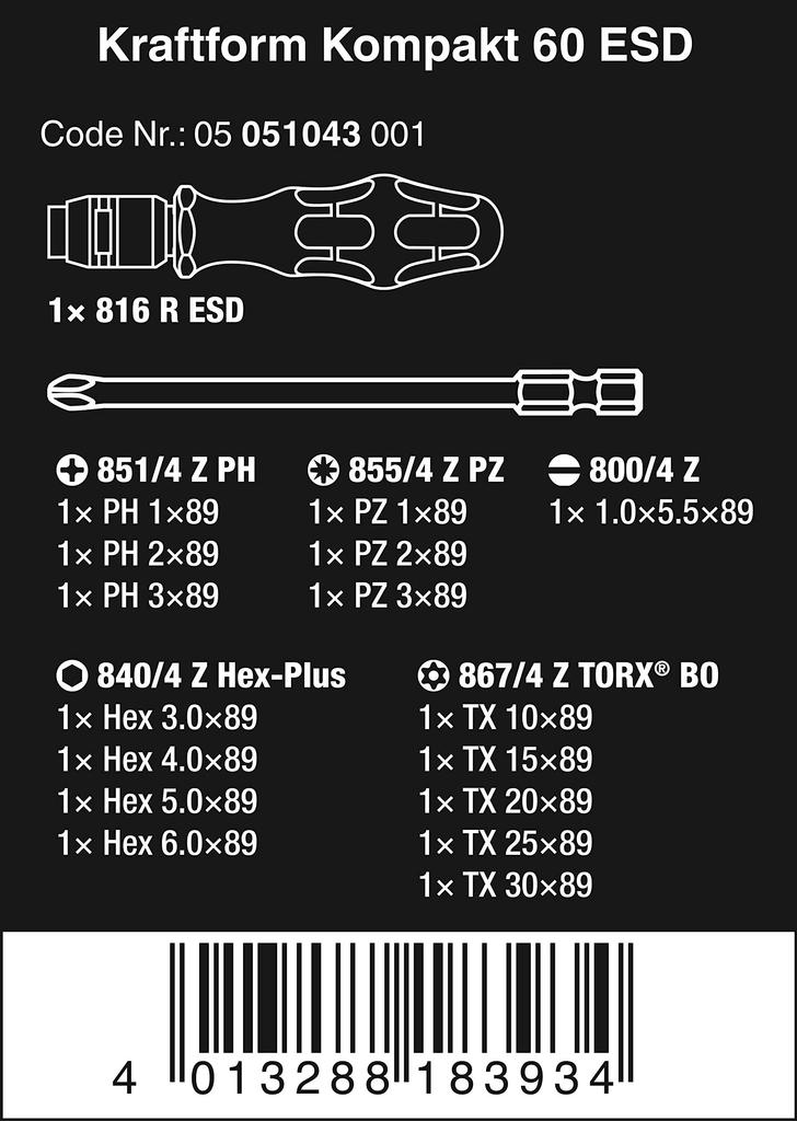 WERA ESD Screwdriver Set 17-Piece (051043)